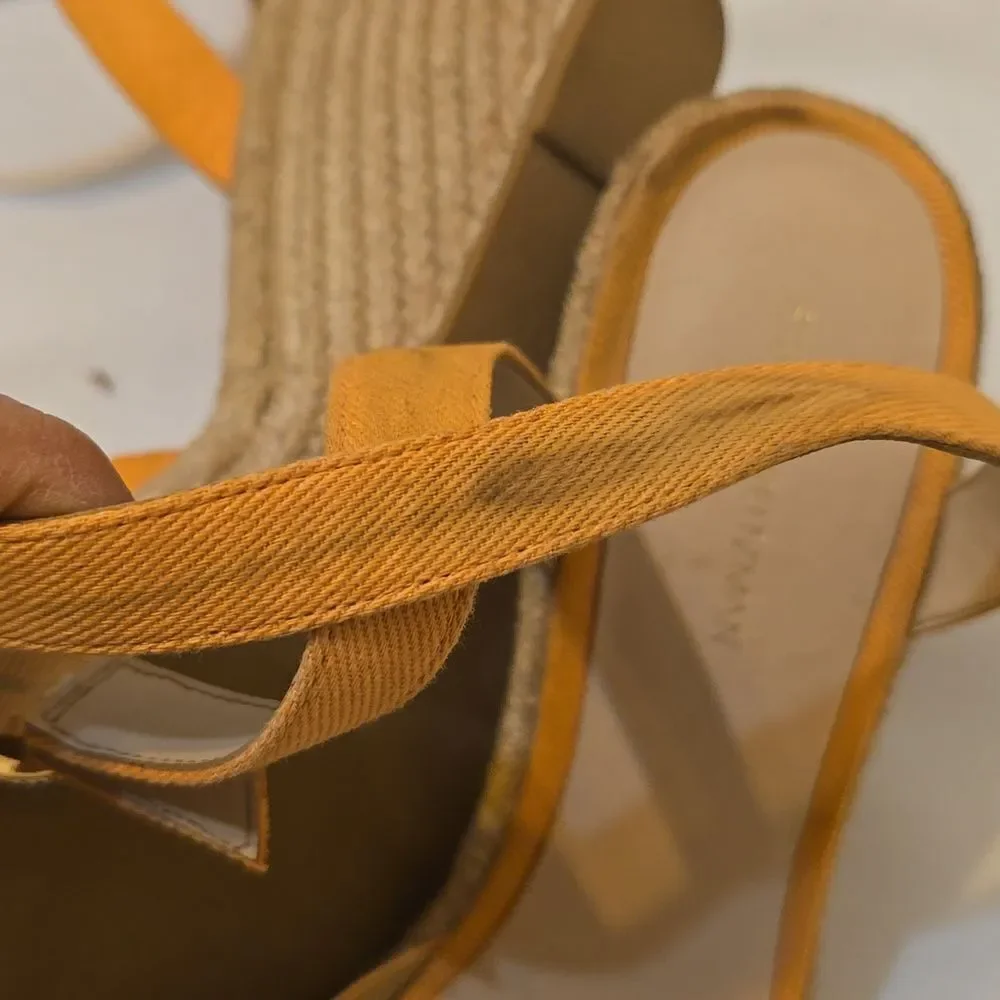 Stuart Weitzman Women’s Orange Espadrille Platform Wedge Sandal Size 8.5‎